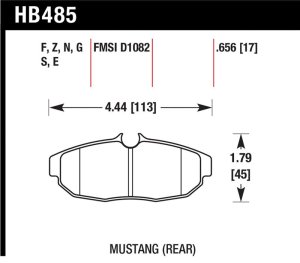 Ford Mustang Brake Pads - Rear - Hawk Performance - HP Plus Compound - `05-`07 Ford Mustang Brake Pads - Rear - Hawk Performance - HP Plus Compound - `05-`07